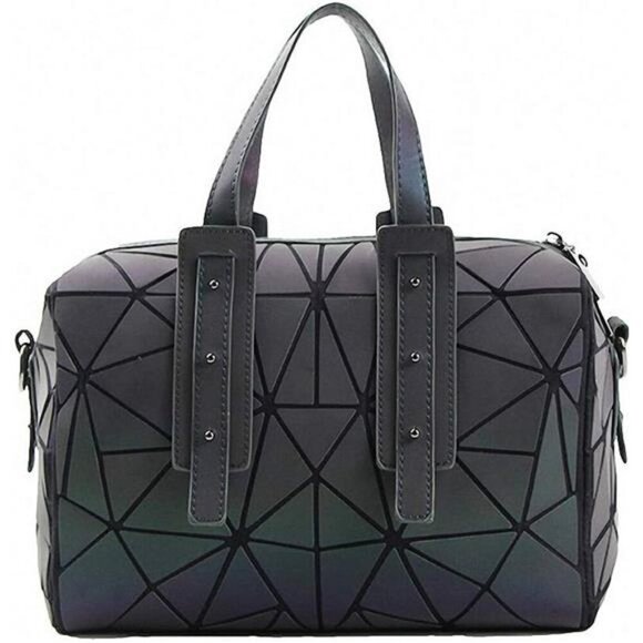 Geometric Luminous Tote Bag Holographich Purses and Handbags Flash Reflactive - Picture 3 of 4